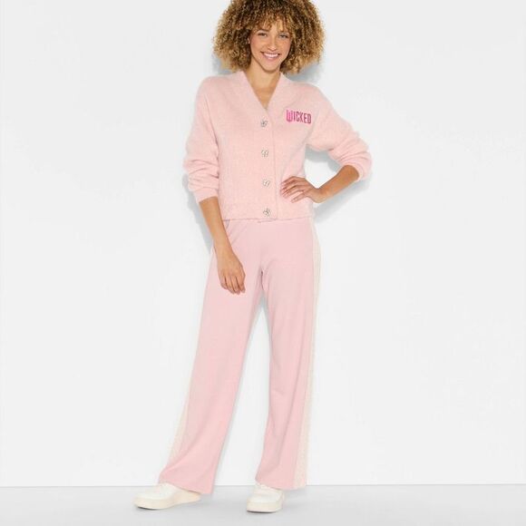 Wicked Sweaters - Wicked -  x Katie Kime Women's Logo Graphic Cardigan  Pink